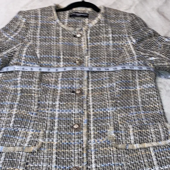 Karl Lagerfeld Paris Tweed long button blazer excellent like new condition 12